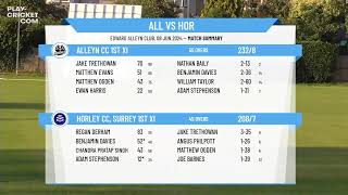 Alleyn CC 1st XI v Horley CC Surrey 1st XI [upl. by Fara]