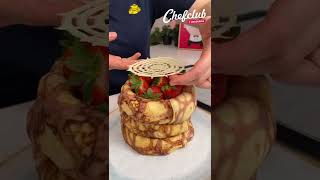 Le fraisier de crêpes 🍓😛 Et sa surprise glacée à lintérieur SHORTS [upl. by Anilak]