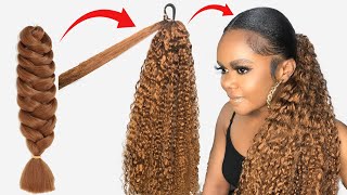 😱I’M SO SHOOK😳 DETACHABLE Ponytail Using Braid Extension Budget Hairstyles [upl. by Nanaek]