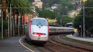 FS Passenger trains at Rapallo station Liguria Italian Riviera [upl. by Yelahc]