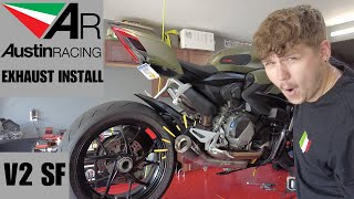 Ducati StreetFighter V2 AUSTIN RACING EXHAUST INSTALL [upl. by Shanie294]