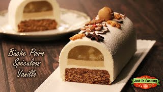 ❅ Recette de Bûche de Noël Poire Spéculoos Vanille ❅ [upl. by Holzman]