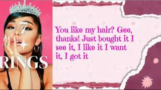 7 rings  ariana grande lyrics [upl. by Eityak]