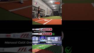 Marucci CATX Composite vs CATX One Piece Baseball Bat HitTrax exit Velo Battle [upl. by Yclehc]