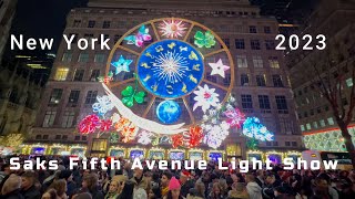 Saks Fifth Avenue Holiday Light Show 2023 for Christmas in New York City saksfifthavenue lights [upl. by Llewen165]