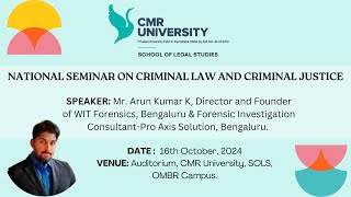 Mr Arun Kumar K on White Collar Crime and Criminal Law [upl. by Ielerol]