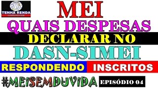 MEI  Despesas no DASNSIMEI Posso Declarar  MEISEMDUVIDA  Ep 04 [upl. by Cigam925]