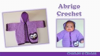 Abrigo búho con capucha crochet para niñas  Parte 1 [upl. by Llenehc]