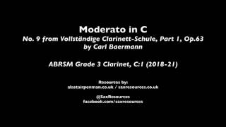 Moderato in C No 9 by Carl Baermann ABRSM Grade 3 Clarinet [upl. by Salokkin]