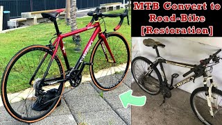 Building a road bike from MTB convert to ROAD BIKE Restoration [upl. by Nanam]