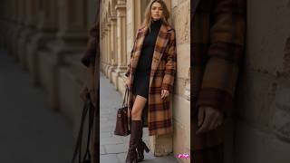 Top Autumn Street Fashion Trend 2024 Urban Layering with Oversized Plaid Shacket amp Turtleneck Dress [upl. by Tye827]