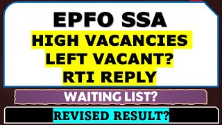 Epfo Ssa How Many Students Joined amp Vacant Vacancies amp Waiting List [upl. by Editha286]