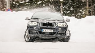 BMW X6 M50d  EXTREME fun in the snow  towing a SKIER in the mountains [upl. by Magdalene]