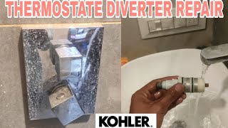 Kohler thermostate diverter Repair and installation  plumbin restore [upl. by Nodla362]