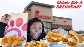 I TRIED ChickfilA BREAKFAST FOR THE FIRST TIME [upl. by Atalya]