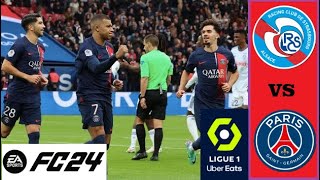 Estrasburgo vs PSG 4K  Highlights  Resumen y goles  Ligue 1  Pronóstico en EA SPORT FC 24 [upl. by Birdella]