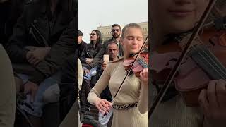 15 year old Karolina Protsenko plays quotDance Monkeyquot with Daniele Vitale Sax  Street Performance [upl. by Cornew253]