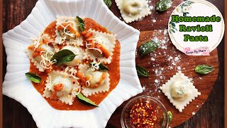 Homemade ravioli pasta recipe  spinach amp cheese ravioli  Eggless ravioli recipe [upl. by Fraya]