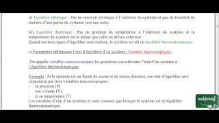 Thermodynamique 1cours4 Etat déquilibre dun système [upl. by Ennaecarg]