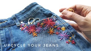 Upcycle Your Jeans with Modern Hand Embroidery DIY PROJECT [upl. by Galligan]