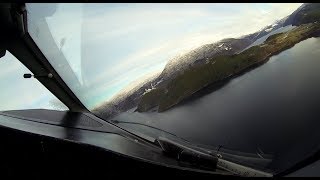 Widerøe Dash 8100 landing at Sandane Norway [upl. by Frolick]