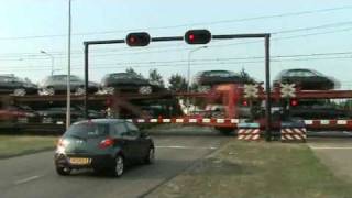 Upgraded NewRailroad Crossing at Blerick the Netherlands 272009 [upl. by Collar]