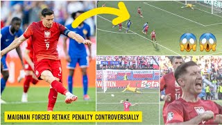 Lewandowski retaken penalty goal v France gifted by Upamecano foul amp Maignan penalty save disallowed [upl. by Gautier]