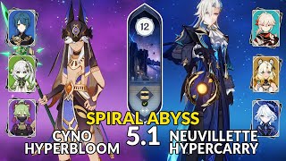 New 51 Spiral Abyss│Cyno Hyperbloom amp Neuvillette Hypercarry  Genshin Impact Floor 12 [upl. by Moreen]