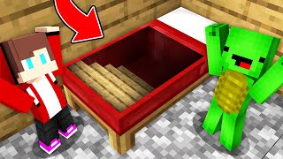 JJ and Mikey Found A SECRET PASSAGE in BED in Minecraft Maizen [upl. by Atnovart]