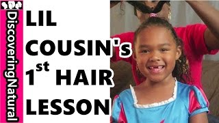 Lil Cousins FIRST NATURAL HAIR CARE LESSON  Mixed Kids  Biracial Hair Care [upl. by Sitoeht734]