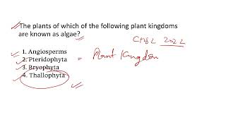 The plants of which of the following plant kingdoms are known as algae [upl. by Adnylem]