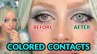 TTD EYE HIMALAYA BLUE colored contacts Review  Comparison to natural grayblue eyes [upl. by Arvonio]