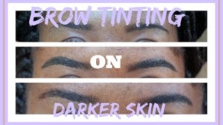 BROW TINT ON DARKER SKIN SEMI PERMANENT BROWS  GODEFROY EYEBROW TINT  SERENEBROWNIE [upl. by Eissel]