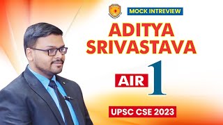 Aditya Srivastava AIR 1 IAS Topper  UPSC Result 2023  Mock Interview  Vajirao amp Reddy Institute [upl. by Assej]