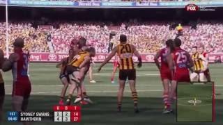 AFL 2014 Jarryd Rougheads tackle on Hannebery in the 2014 Grand Final [upl. by Vitale881]