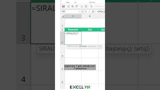 Excelde Tek Formülle Takvim Oluşturma SIRALI Fonksiyonu  EXCEL 751 excel751 [upl. by Arnulfo212]