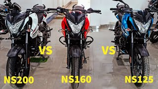 NS125 VS NS160 VS NS200 DETAILED COMPARISON👍NS 200 NS 160NS 125 HINDI REVIEW WITH ONROAD PRICE 👍 [upl. by Posner]