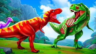 Zombie TRex Alert Super Dinosaur Fights Zombie Trex to Save Dinosaurs Jurassic World Cartoons [upl. by Isied645]