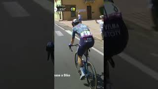 Thumbs up 👍 Hes alright 😅 Van Aert is back on the bike after a small crash tourdefrance cycling [upl. by Nocam284]