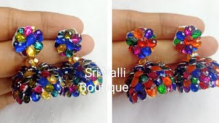 How to make Crystal Edged Drop stone jhumka  Sri Valli Boutique shorts youtubeshorts earrings [upl. by Valene]