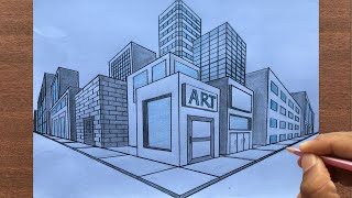 How to Draw a Town in 2Point Perspective Stepbystep [upl. by Phip]