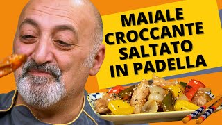 Maiale croccante saltato in padella  Ricetta sfiziosa e veloce nel wok [upl. by Nolra]