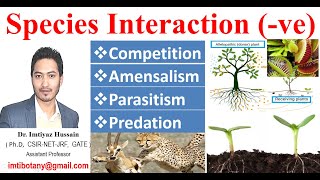 Species Interactions Competition Amensalism Parasitism Predation negative Part I [upl. by Heimer]