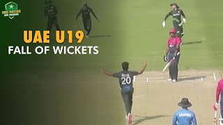 Fall of UAE U19 wickets against Pakistan U19  50Over TriSeries in Dubai 2024 [upl. by Sutsuj624]