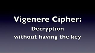 Vigenere Cipher  Decryption Unknown Key [upl. by Aicened425]