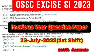 Ossc Excise Si Previous Year Question Paper  ossc excise si 2022 question paper  ossc excise si [upl. by Nibuz609]