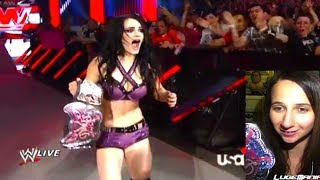 WWE Raw April 7 2014 Paige DEBUT vs AJ LEE Divas Championship match Live Commentary [upl. by Jerrilee947]