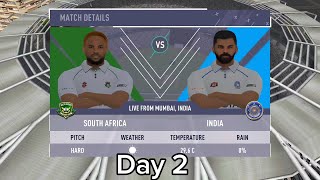 South Africa vs India Day 2 Highlights final test Real cricket 24 [upl. by Annaik]