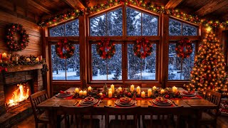 Warm Ambience at the Dinner Table on Christmas Eve  Snowstorm Breathtaking View Crackling Fire 🔥 [upl. by Sarchet]