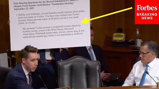 JUST IN Josh Hawley Brings The Receipts At Hearing Makes Case That Key Nominee Lied To Committee [upl. by Mariand]